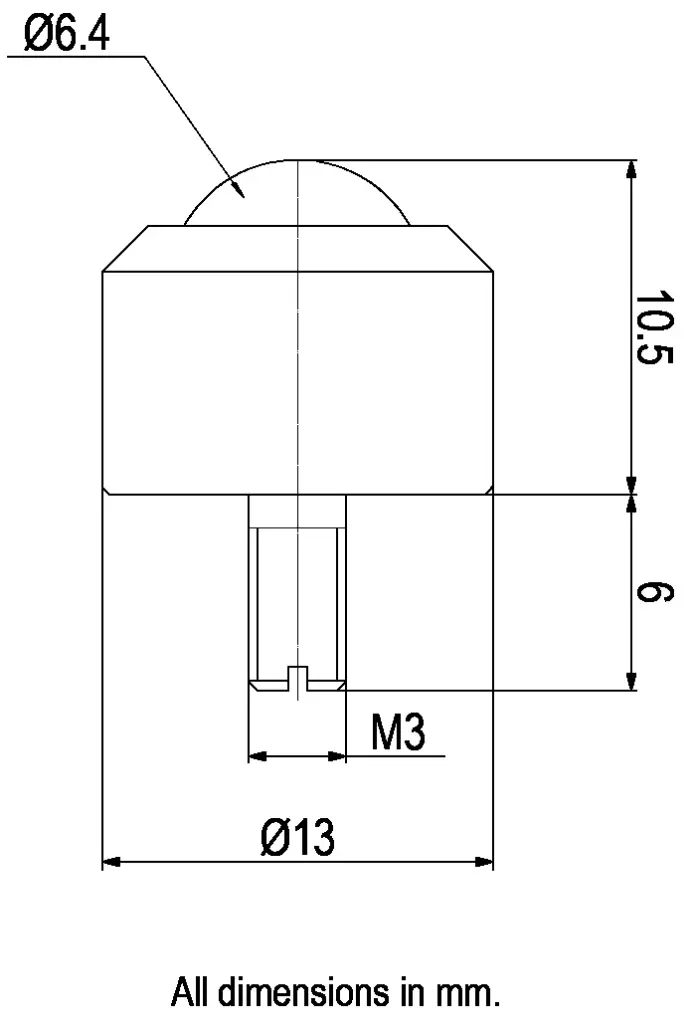 Ball Transfer Unit Mini Ball Series Stainless Steel Load Ball Diameter 6.4mm - Dimensions