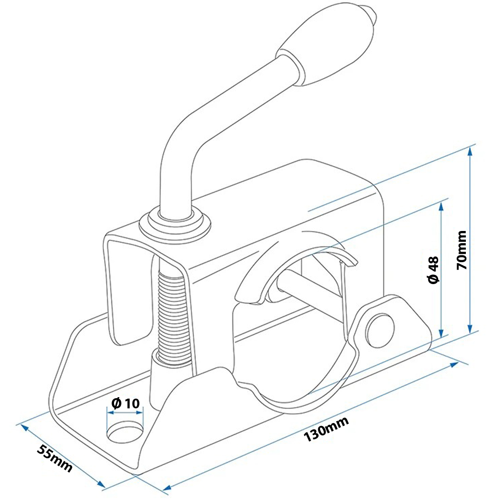 48mm Pressed Steel Clamp drawing with dimensions