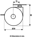 GRX30 Series 2x30mm black twin wheel swivel/brake top plate 38x38mm castor with black nylon wheels 50kg - Dimensions from side