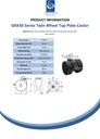 GRX30 Series 2x30mm black twin wheel swivel/brake top plate 38x38mm castor with black nylon wheels 50kg - Spec sheet