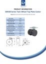 GRX38 Series 2x38mm black twin wheel swivel top plate 38x38mm castor with black nylon wheels 50kg - Spec sheet