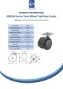 GR5016 Series 2x50mm black twin wheel swivel top plate 38x38mm castor with black nylon wheels 50kg - Spec sheet