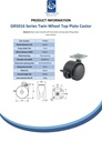 GR5016 Series 2x50mm black twin wheel swivel/brake top plate 38x38mm castor with black nylon wheels 50kg - Spec sheet