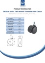 GR5016 Series 2x50mm black twin wheel swivel threaded stem M10x15mm castor with black nylon wheels 50kg - Spec sheet