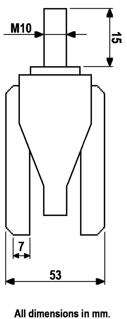 GR5016 Series 2x50mm black twin wheel swivel/brake threaded stem M10x15mm castor with black nylon wheels 50kg - Dimensions from behind