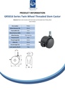 GR5016 Series 2x50mm black twin wheel swivel/brake threaded stem M10x15mm castor with black nylon wheels 50kg - Spec sheet