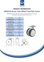GRX6518 Series 2x65mm light grey twin wheel swivel top plate 38x38mm castor with dark grey polyurethane tread on light grey nylon centre wheels 50kg - Spec sheet