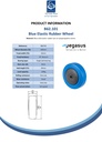 B62.101 Wheel series 100mm blue elastic rubber on polypropylene centre 8mm bore hub length 42mm single ball bearing 150kg - Spec sheet