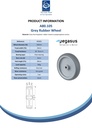 A80.105 Wheel series 100mm grey thermoplastic rubber on polypropylene centre 8mm bore hub length 28mm plain bearing 90kg - Spec sheet