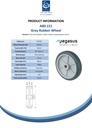 A80.151 Wheel series 150mm grey thermoplastic rubber on polypropylene centre 15mm bore hub length 38mm plain bearing 100kg - Spec sheet