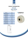 B10.102 Wheel series 100mm nylon 20mm bore hub length 58mm roller bearing 500kg - Spec sheet