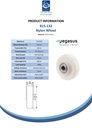 B15.132 Wheel series 125mm nylon 20mm bore hub length 60mm ball bearing 700kg - Spec sheet