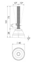 M10x70 Stainless levelling foot 40mm plastic base 350kg AISI 304/A2