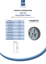 B43.126 Wheel series 125mm grey thermoplastic rubber on polypropylene centre 15mm bore hub length 50mm Plain bearing 120kg - Spec sheet