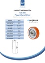 C10.102 Wheel series 100mm brown Prothane® polyurethane on cast iron centre 15mm bore hub length 39mm ball bearing 250kg - Spec sheet