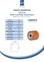 C40.75.20 Wheel series Pallet truck roller 75mm brown polyurethane on steel centre 20mm bore width over ball bearings 61.6mm 470kg - Spec sheet
