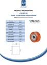 C40.85.20 Wheel series Pallet truck roller 85x40mm brown polyurethane on steel centre 20mm bore, width over ball bearings 40mm, 400kg - Spec sheet