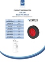 A75.146 Wheel series 148mm black PVC tyre on polypropylene centre 12mm bore hub length 34mm plain bearing 35kg - Spec sheet
