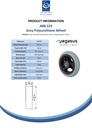 A88.125 Wheel series 125mm grey polyurethane on polypropylene centre 8mm bore hub length 36mm ball bearings 50kg - Spec sheet