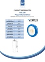 B32.126 Wheel series 125mm blue soft polyurethane on nylon centre 15mm bore hub length 50mm plain bearing 150kg - Spec sheet