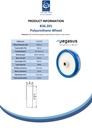 B36.201 Wheel series 200mm blue soft polyurethane on nylon centre 20mm bore hub length 60mm roller bearing 300kg - Spec sheet