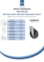 A301.A90.100 100mm swivel bolt hole 10mm castor with black polypropylene plain bearing wheel 65kg - Spec sheet