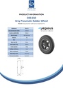 D20.150 Pneumatic wheel series 150x30mm 2ply grey rubber on polyamide rim 8mm bore hub length 36mm ball bearing 60kg - Spec sheet