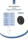 D20.151 Pneumatic wheel series 150x30mm 2ply black rubber on polyamide rim 8mm bore hub length 36mm ball bearing 60kg - Spec sheet