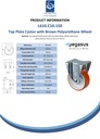 L610.C10.150, 150mm fixed top plate 135x110mm castor with brown polyurethane on cast iron centre ball bearing wheel 800kg - Spec sheet