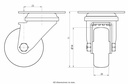100SS series 50mm stainless steel swivel top plate 60x60mm castor with grey TPR-rubber on polypropylene centre plain bearing wheel 40kg - Castor drawing