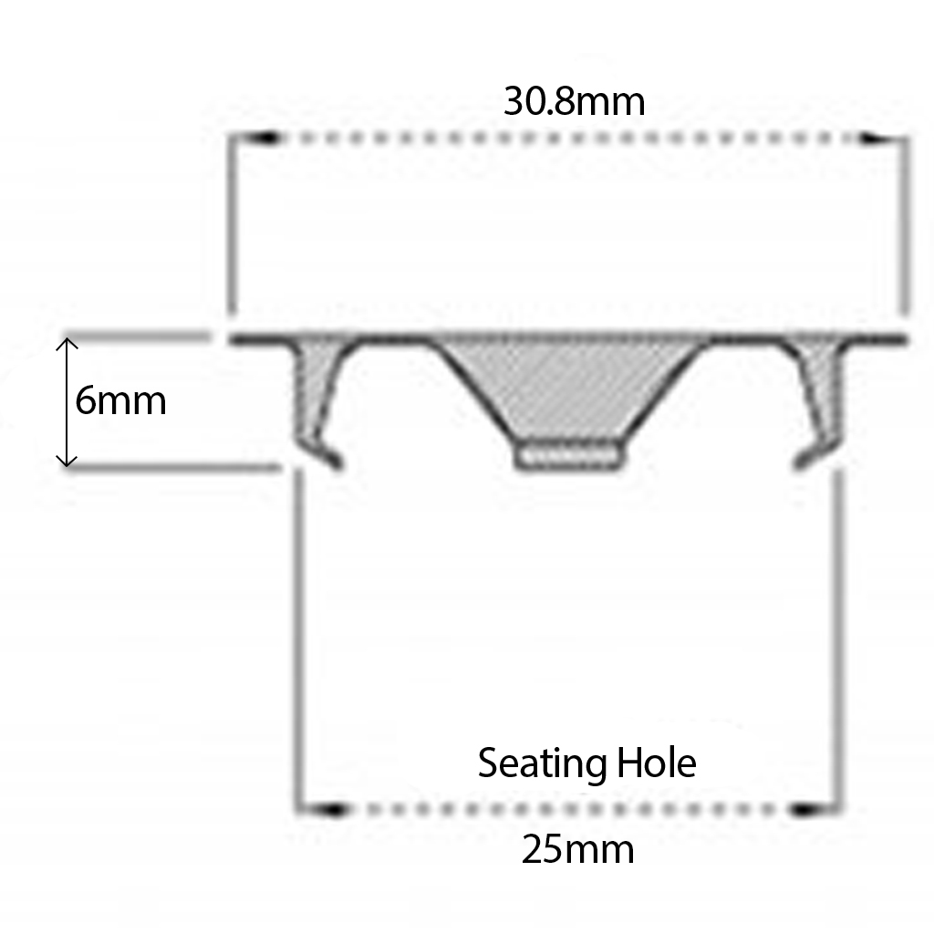 SPRING RETAINING CLIP for 15mm 'DROP-IN' B. T. U. Drawing with Dimensions