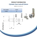 Cylinder cam lock (30mm thread length) Spec Sheet