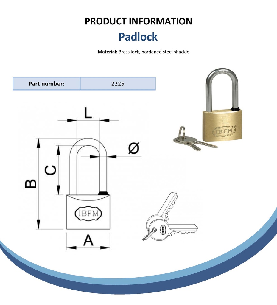Padlock to suit 153 cam lock Spec Sheet