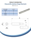 120x16mm Ø Drop profile stainless steel hinge Spec Sheet