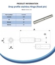 160x18mm Ø Drop profile stainless steel hinge Spec Sheet