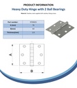 76x64mm heavy duty hinge stainless steel 304 with 2 ball bearings(pair) Spec Sheet
