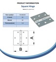 63x63mm Square hinge zinc plated Spec Sheet