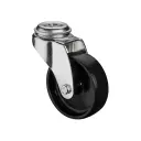 A301.A90.075 75mm swivel bolt hole 10mm castor with black polypropylene plain bearing wheel 50kg