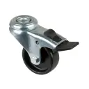 A321.A90.050 50mm swivel/brake bolt hole 10mm castor with black polypropylene plain bearing wheel 50kg