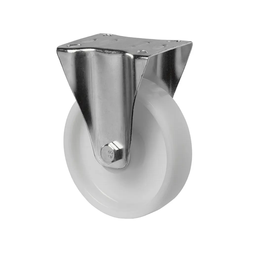 L410.B10.125 125mm fixed top plate 105x80mm castor with polypropylene roller bearing wheel 175kg