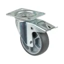 L420.A85.102 100mm swivel/brake top plate 104x80mm castor with grey thermoplastic rubber on polypropylene centre single ball bearing wheel 110kg