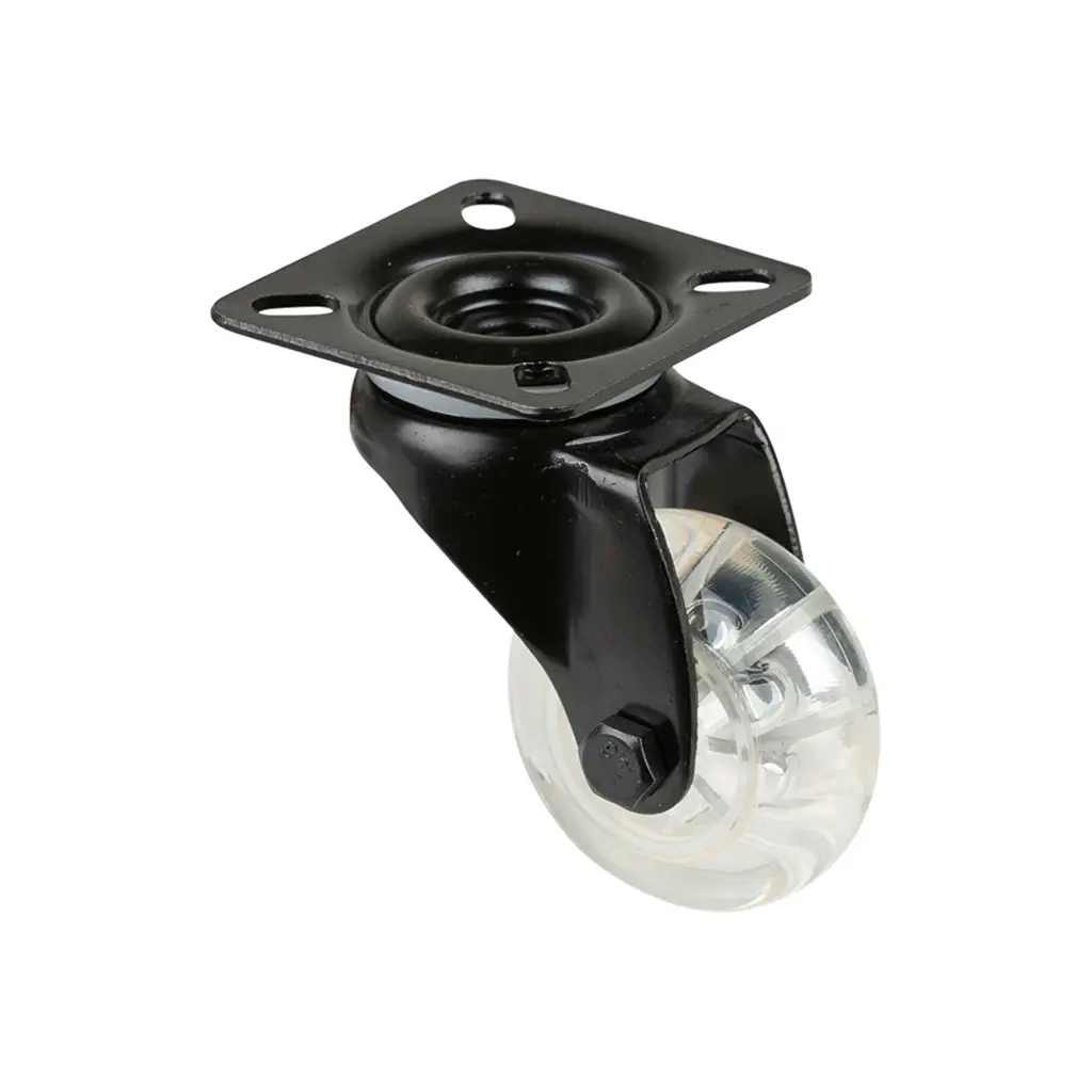 A800.A73.050 50mm swivel top plate 60x60mm castor with transparent polypropylene plain bearing wheel 40kg