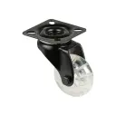 A800.A73.050 50mm swivel top plate 60x60mm castor with transparent polypropylene plain bearing wheel 40kg
