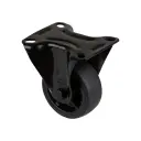 L810.B44.081.06 80mm fixed top plate 104x80mm castor with black thermoplastic rubber on polypropylene centre roller bearing wheel 100kg