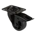 L820.B44.081.06 80mm swivel/brake top plate 104x80mm castor with black thermoplastic rubber on polypropylene centre roller bearing wheel 100kg
