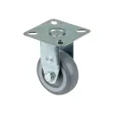 A310.A80.051 50mm fixed top plate 60x60mm castor with grey thermoplastic rubber on polypropylene centre plain bearing wheel 50kg