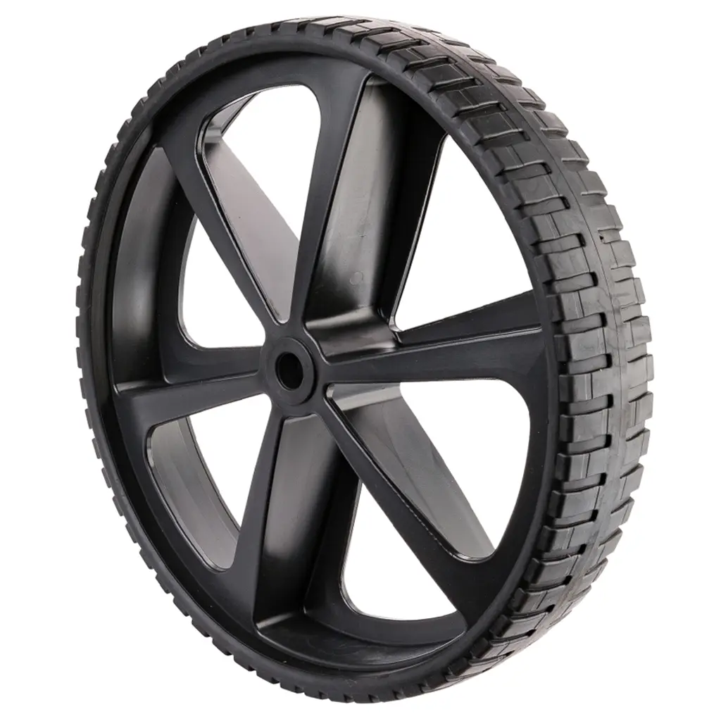 B51.401.P Wheel series 400mm black thermoplastic rubber on black polypropylene centre 25mm bore hub length 75mm plain bearing 300kg
