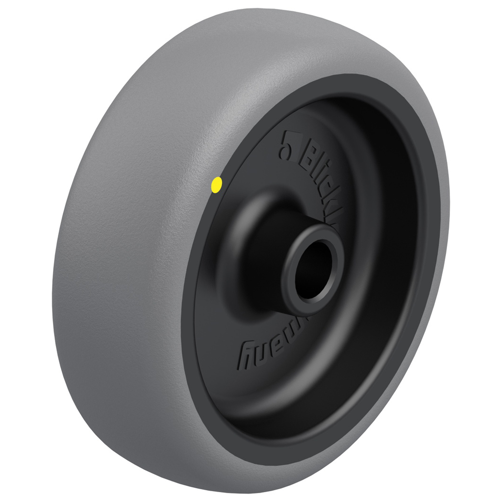 TPA 101/12G-ELS 100mm electrically conductive grey thermoplastic rubber on polypropylene centre 12mm bore hub length 35mm plain bearing 70kg