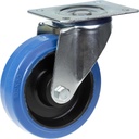 300 series 200mm swivel top plate 140x110mm castor with blue elastic rubber on nylon centre roller bearing wheel 350kg