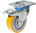LB520.100 100mm swivel/brake top plate 106x86mm castor with polyurethane on cast iron centre ball bearing wheel 250kg